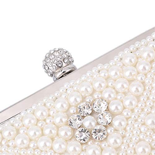 XINNI Women Shell Shape Pearl Rhinestone Purse Clutch Handbag for Cocktail Evening Party