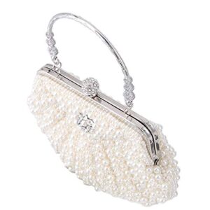 XINNI Women Shell Shape Pearl Rhinestone Purse Clutch Handbag for Cocktail Evening Party