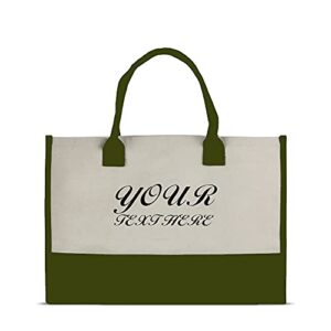 vanessa rosella personalized 100% cotton canvas chic tote bag (olive – customize)