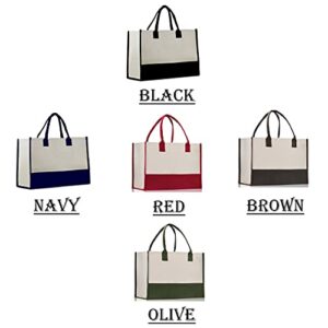 VANESSA ROSELLA Personalized 100% Cotton Canvas Chic Tote Bag (Olive - Customize)