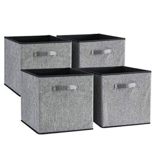 onlycube foldable fabric storage bins 13x15x13 inch for cube organizer, collapsible basket box organizer for shelves and closet, 4pack, grey