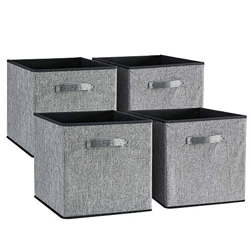 Onlycube Foldable Fabric Storage Bins 13x15x13 inch for Cube Organizer, Collapsible Basket Box Organizer for Shelves and Closet, 4Pack, Grey