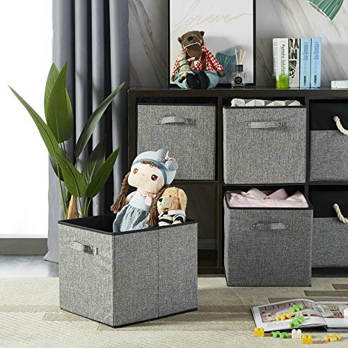 Onlycube Foldable Fabric Storage Bins 13x15x13 inch for Cube Organizer, Collapsible Basket Box Organizer for Shelves and Closet, 4Pack, Grey