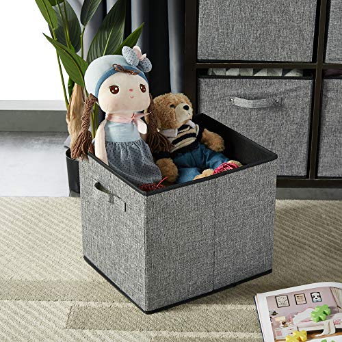 Onlycube Foldable Fabric Storage Bins 13x15x13 inch for Cube Organizer, Collapsible Basket Box Organizer for Shelves and Closet, 4Pack, Grey