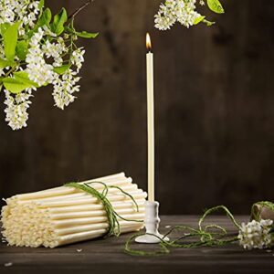 Danilovo Pure Beeswax Candles - No-Drip, Smoke-Less, Tall, Thin Taper Candles – Decorative Candles for Church Prayer, Decor or Birthday Candles – Honey Scented – 5.9 in, Ø 0.2 in (White, 50pcs)