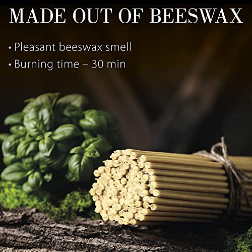 Danilovo Pure Beeswax Candles - No-Drip, Smoke-Less, Tall, Thin Taper Candles – Decorative Candles for Church Prayer, Decor or Birthday Candles – Honey Scented – 5.9 in, Ø 0.2 in (White, 50pcs)