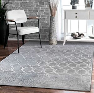 glory rugs modern abstract trellis area rug 8×10 gray silver large rugs for home office bedroom and living room