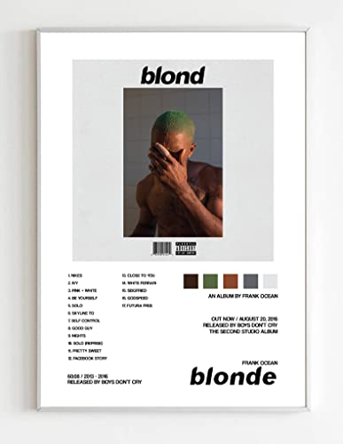 Frank Ocean/Blond Album Cover Poster Print With Track List and Color Tiles - 11" x 17" inches Ready to Frame - Wall Art (1)