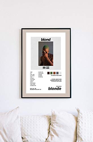 Frank Ocean/Blond Album Cover Poster Print With Track List and Color Tiles - 11" x 17" inches Ready to Frame - Wall Art (1)