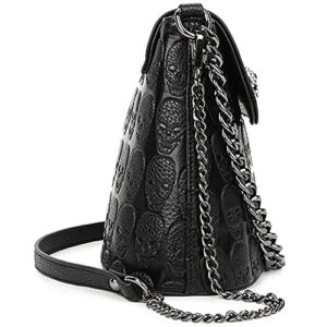 FiveloveTwo Handbags for Women Punk Ladies Purses PU Leather Satchel Skull Shoulder Tote Bag Black