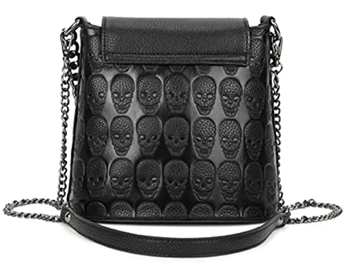 FiveloveTwo Handbags for Women Punk Ladies Purses PU Leather Satchel Skull Shoulder Tote Bag Black