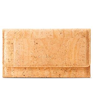 corkor cork slim long wallet – women’s clutch – rfid blocking – vegan leather – cruelty free – eco friendly – black