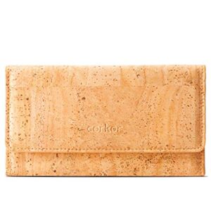 Corkor Cork Slim Long Wallet – Women’s Clutch - RFID Blocking - Vegan Leather – Cruelty Free – Eco Friendly - Black