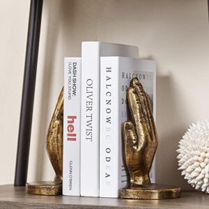 Book Ends to Hold Books Heavy Duty - Book Ends for Shelves, MXARLTR Decorative Bookends for Heavy Books with Anti-Slip Base Book Stopper for Shelves Books Magazines Home Office Decor (Antique Brass)