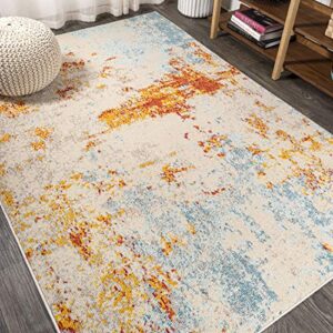 jonathan y ctp114b-5 sunset modern abstract indoor area-rug bohemian easy-cleaning high traffic bedroom kitchen living room non shedding, 5 x 8, orange/multi