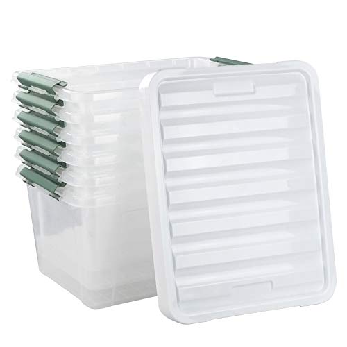 Vcansay 35 Quart Clear Plastic Storage Box, Large Latching Storage Bin, 6 Packs