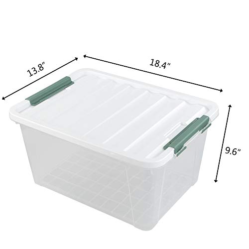 Vcansay 35 Quart Clear Plastic Storage Box, Large Latching Storage Bin, 6 Packs