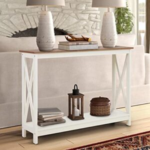 maison arts console sofa table with storage shelf modern entry table for entryway living room, hallway, foyer, corridor, office, wood look accent furniture, easy assembly, ivory