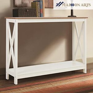 MAISON ARTS Console Sofa Table with Storage Shelf Modern Entry Table for Entryway Living Room, Hallway, Foyer, Corridor, Office, Wood Look Accent Furniture, Easy Assembly, Ivory