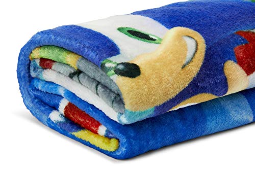 JUST FUNKY Sonic The Hedgehog Sonic & Tails Large Fleece Throw Blanket | Official Sonic The Hedgehog Collectible Blanket | Measures 60 x 45 Inches