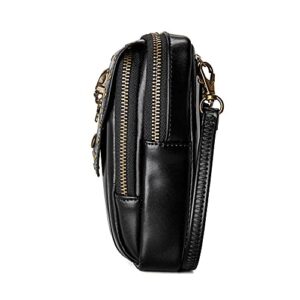 Punk Gothic Skull Carry Purse Women Handbag Single Shoulder Waist Bag Cell phone Wallet Steampunk Retro Women Travel Purse Motorcycle Bag Stud Rivet Fashion,Black,803,Small