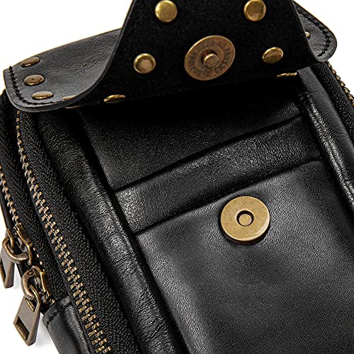 Punk Gothic Skull Carry Purse Women Handbag Single Shoulder Waist Bag Cell phone Wallet Steampunk Retro Women Travel Purse Motorcycle Bag Stud Rivet Fashion,Black,803,Small