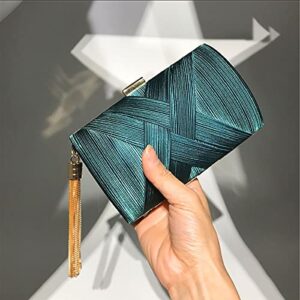 Women's Elegant Satin Fashion Tassel Evening Bag Clutch Purse for Bride Wedding Prom Night Out Party (Gold)