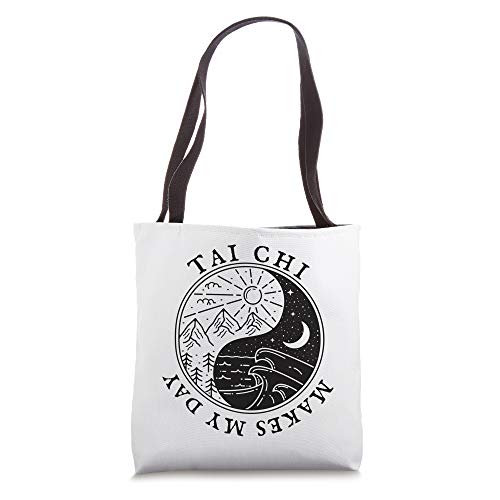 Tai Chi Makes My Day, Retro Vintage 80s Yin Yang Balance Tote Bag