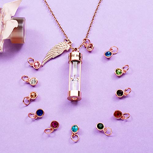 PREKIAR Cremation Urn Necklace for Ashes Timeless Hourglass Memorial Pendant Keepsake Jewelry for Human Pet Ashes with 12 Birthstone Angel Wing (Rose Gold Hourglass)