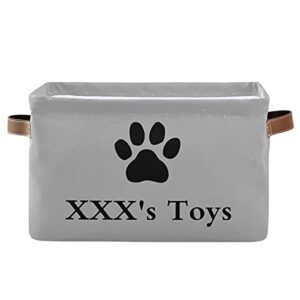 odawa personalized dog toy basket customized pet’s name storage box custom storage basket box bin for bedroom, decorative organizers box
