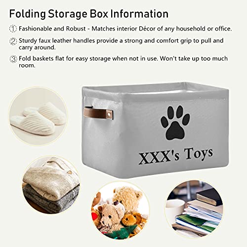 ODAWA Personalized Dog Toy Basket Customized Pet's Name Storage Box Custom Storage Basket Box Bin for Bedroom, Decorative Organizers Box