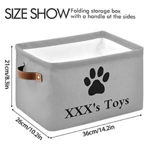 ODAWA Personalized Dog Toy Basket Customized Pet's Name Storage Box Custom Storage Basket Box Bin for Bedroom, Decorative Organizers Box