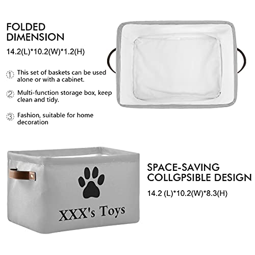 ODAWA Personalized Dog Toy Basket Customized Pet's Name Storage Box Custom Storage Basket Box Bin for Bedroom, Decorative Organizers Box