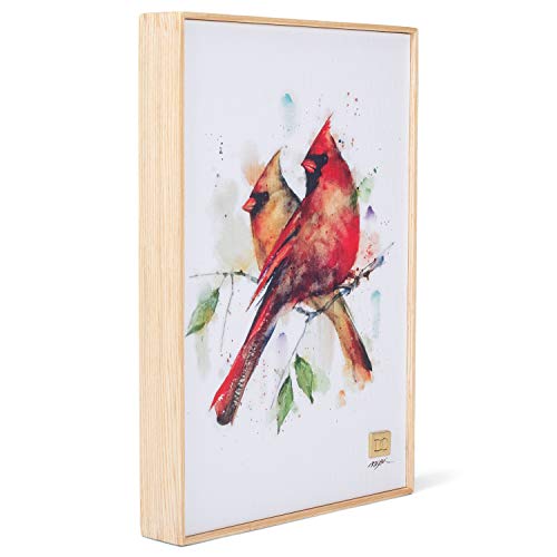 DEMDACO Dean Crouser Cardinal Pair Watercolor Red 12 x 8 Wood and Canvas Decorative Wall Art Sign