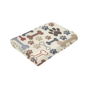 tiehrpr Dog Paw Print Bones Blanket Flannel Fleece Throw Blanket Gifts for Bed Couch Sofa Chair 50"X40"