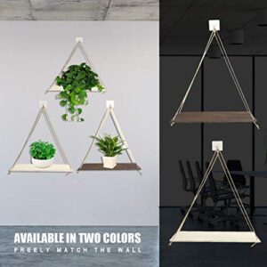 Hanging Shelves for Wall White Wood Shelf Rustic Storage Rack Home Decor Plants Photos Decorations Display for Living Room Bathroom Bedroom Kitchen Apartment Office Mounted Floating Shelves