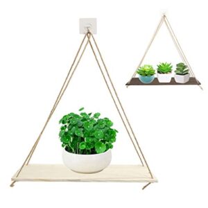 Hanging Shelves for Wall White Wood Shelf Rustic Storage Rack Home Decor Plants Photos Decorations Display for Living Room Bathroom Bedroom Kitchen Apartment Office Mounted Floating Shelves