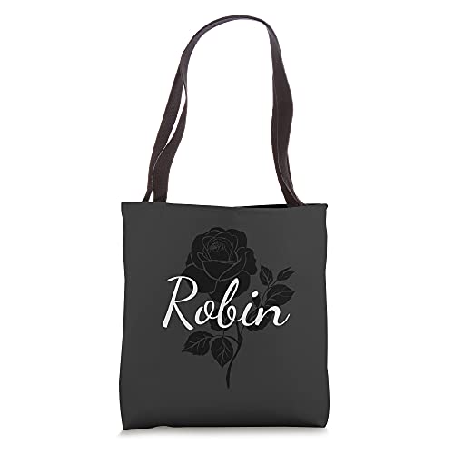 Robin - Custom Black Rose Gray Floral Personalized Tote Bag