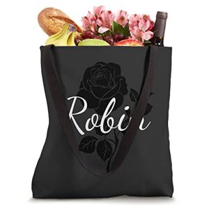 Robin - Custom Black Rose Gray Floral Personalized Tote Bag