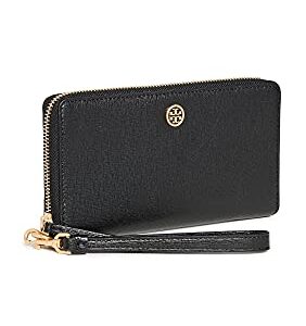 Tory Burch Women's Robinson Zip Continental Wallet, Black, One Size