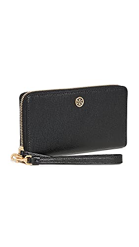 Tory Burch Women's Robinson Zip Continental Wallet, Black, One Size