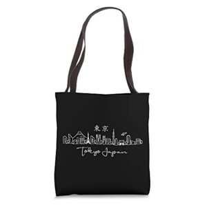tokyo skyline japan mt fuji landmarks skytree tokyo tower tote bag