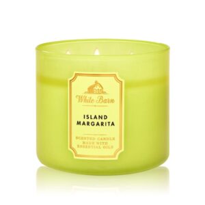 bath and body works, white barn 3-wick candle w/essential oils – 14.5 oz – 2021 core scents! (island margarita)