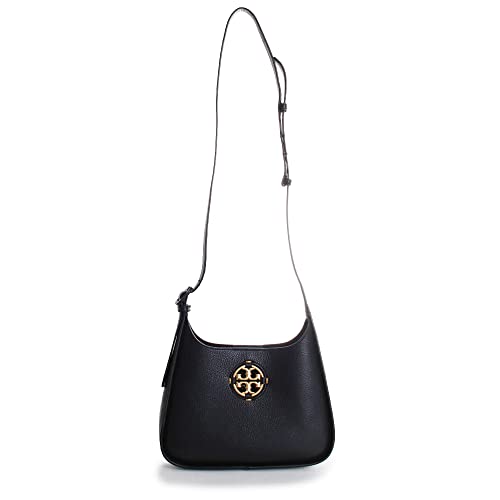 Tory Burch Womens Miller Pebbled Leather Shoulder Handbag Black Medium