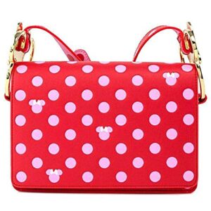 loungefly disney minnie mouse pink polka dot bow strap crossbody purse handbag