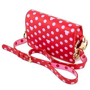 Loungefly Disney Minnie Mouse Pink Polka Dot Bow Strap Crossbody Purse Handbag