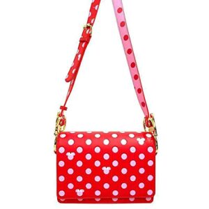 Loungefly Disney Minnie Mouse Pink Polka Dot Bow Strap Crossbody Purse Handbag