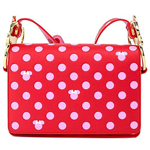 Loungefly Disney Minnie Mouse Pink Polka Dot Bow Strap Crossbody Purse Handbag