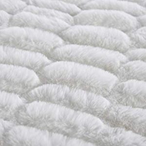 Tahari Home | Isla Bedding Collection | Modern Luxurious Designer Premium Plush Throw Blanket, Ultra Soft Cozy Rouched Texture, 50"x 70", White