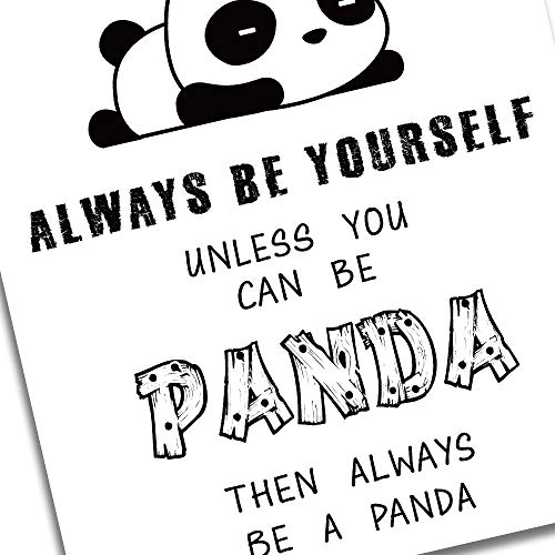 SUUURA-OO.Inspirational Panda Wall Art Prints, Unframed Adorable Panda Motivational Words Wall Art, Set of 4（8’’x10’’）Dream Big Little Panda Print for Nursery and Kids Room Decor (Black White)